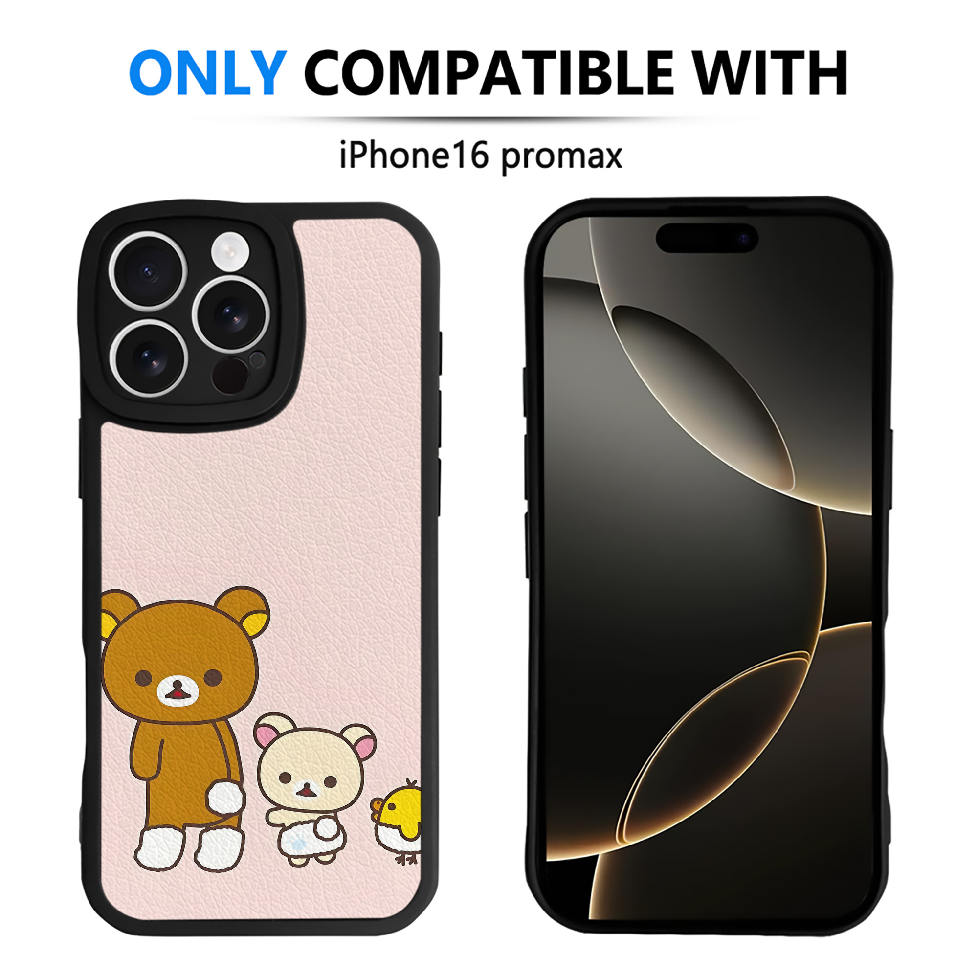 （画像用） リラックマ リラックマ キイロイトリ Rilakkuma Korilakkuma Kiiroitori 【iPhone 16シリーズ対応】シリコンスマホケース（レザー調） 材質：シリコン
